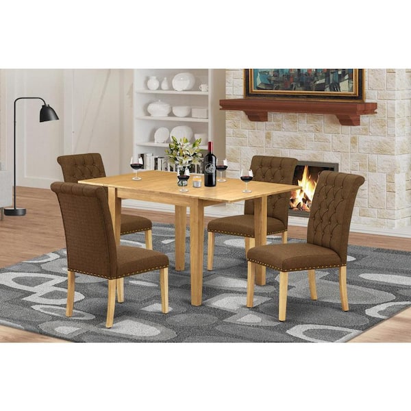 East West Furniture 5-Piece Natural Oak Finish Solid Wood Top - Dining Room Set - Seats 4