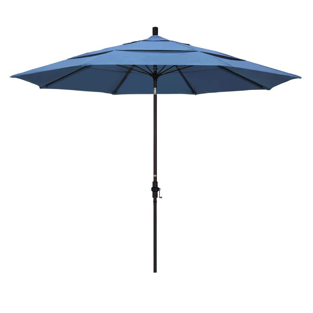 11 ft. Frost Blue Aluminum Market Patio Umbrella with Collar Tilt