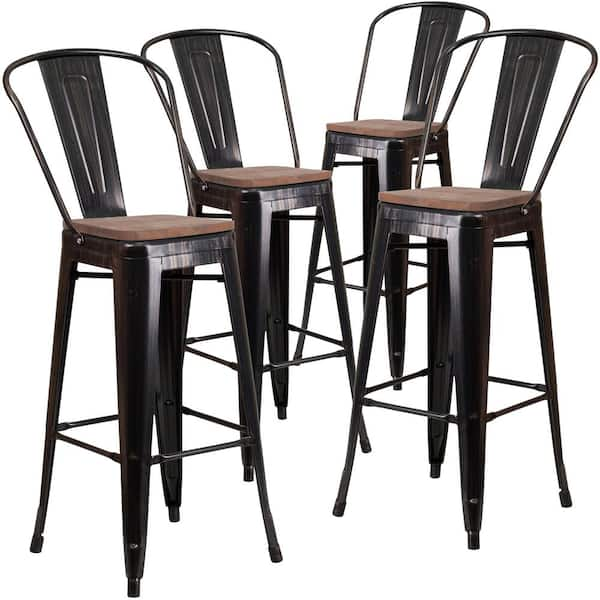 Carnegy Avenue 30.25 In. Black-antique Gold Bar Stool (4-pack) Cga-ch 