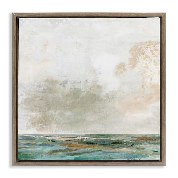 Stupell Industries Rustic Seascape Neutrals by Suzanne Nicoll Brown Floater Frame Abstract Graphic Art Print 18 in. x 18 in.