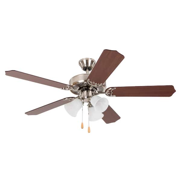 Yosemite Home Decor Westfield 52 in. Indoor Bright Brush Nickel Ceiling Fan