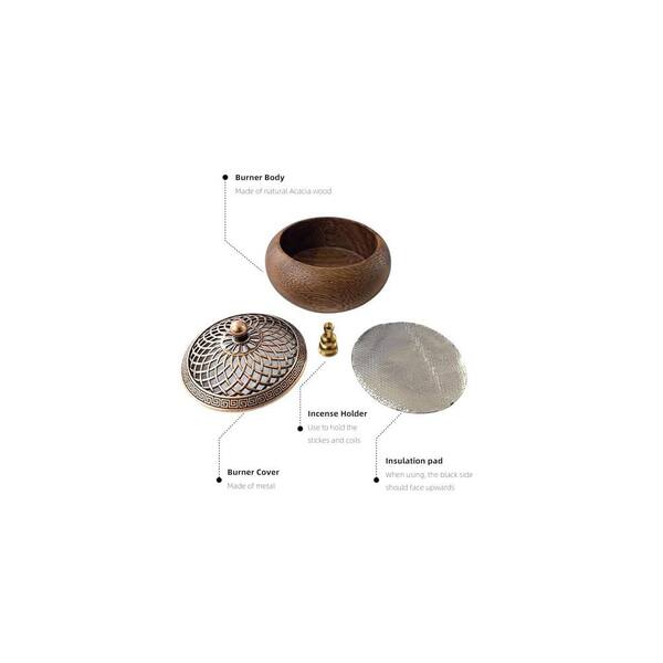 Afoxsos Acacia Wood Incense Burner with Holder for Sticks, Home