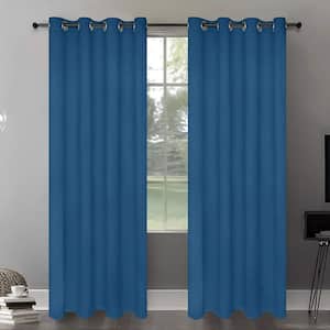 100% Blackout Thermal Insulated Room Darkening Curtains for Sliding Door Living Room 50x95 Inch Navy 2 Panels