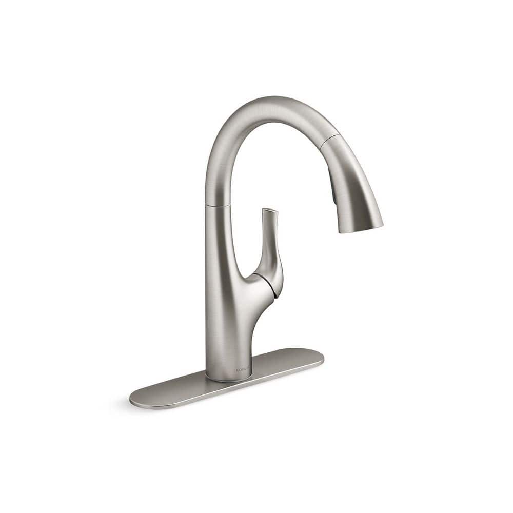 Avi 13.5 in. Single Handle Pull Out Sprayer Kitchen Faucet with 180° Spout Swivel in Lacquer Vibrant Stainless price history on PriceWatchPro