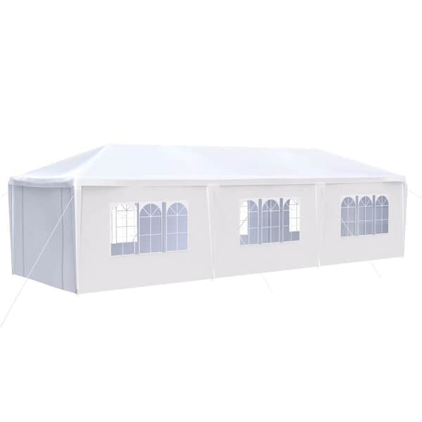 ITOPFOX 10 ft. x 30 ft. Wedding Party Canopy Tent Outdoor Gazebo with 8 Removable Sidewalls in White