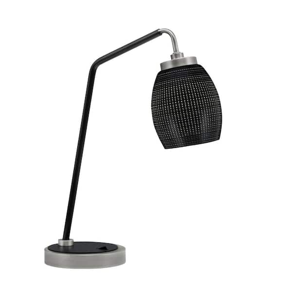 Unbranded Delgado 16.5 in. Graphite and Matte Black Piano Desk Lamp with Black Matrix Glass