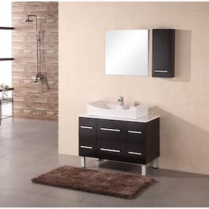 Paris 36 in. W x 22 in. D Vanity in Espresso with Composite Stone Vanity Top and Mirror in White