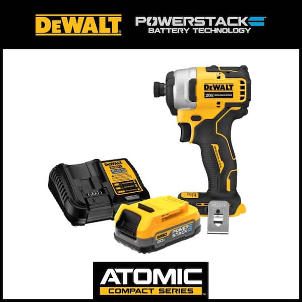 DEWALT ATOMIC 20V MAX Brushless Cordless Compact 1/4 in. Impact Driver and 20V POWERSTACK Compact Battery Kit