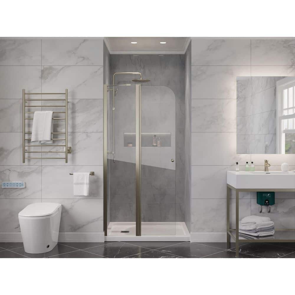 ANZZI 72-Inch Frameless Clear Glass Shower Door with Brushed Nickel Finish