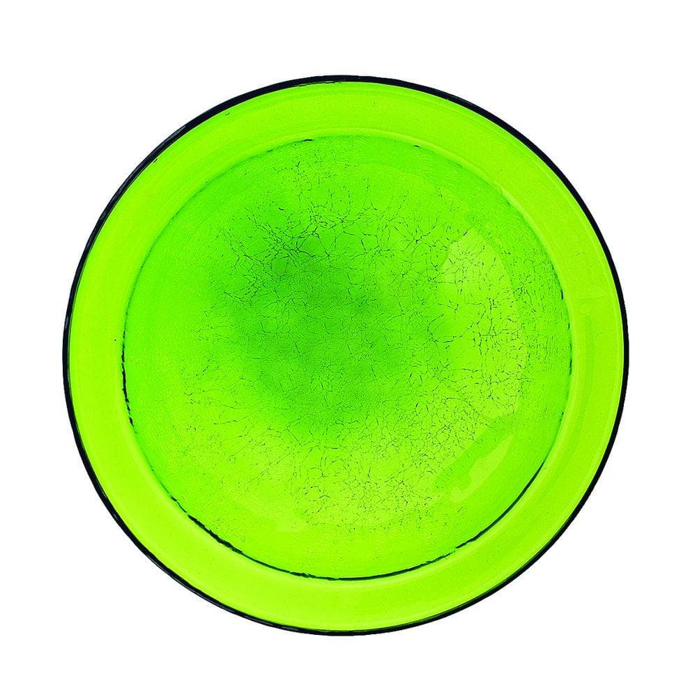 Fern Green Crackle Glass Hanging Birdbath Bowl