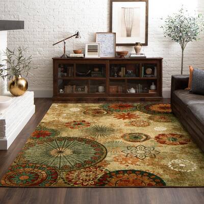 Chobi Twisted Bordered Brown Rug 7'10 x 9'10 eCarpet Gallery Large Area Rug for Living Room Bedroom 356561 Hand-Knotted Wool Rug 