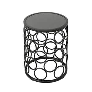 Roald 15.75 in. x 20.10 in. Grey Round Marble End Table