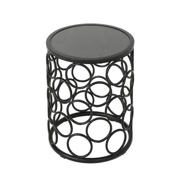 Noble House Roald 15.75 in. x 20.10 in. Grey Round Marble End Table