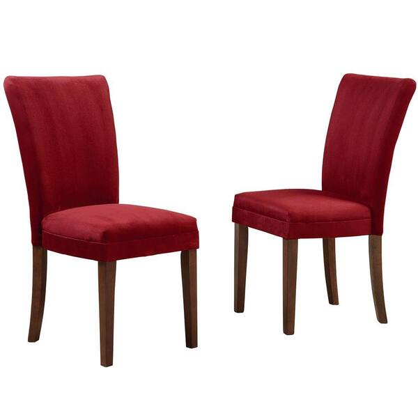 Home Decorators Collection 18 in. H Raspberry Microfiber Side Chair (Set of 2)-DISCONTINUED