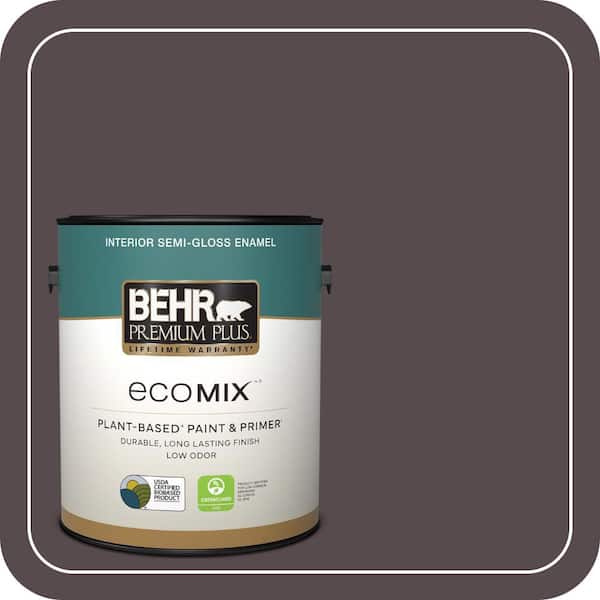 1 gal. #N100-7 Aubergine Semi-Gloss Enamel EcoMix Plant-Based Interior Paint & Primer