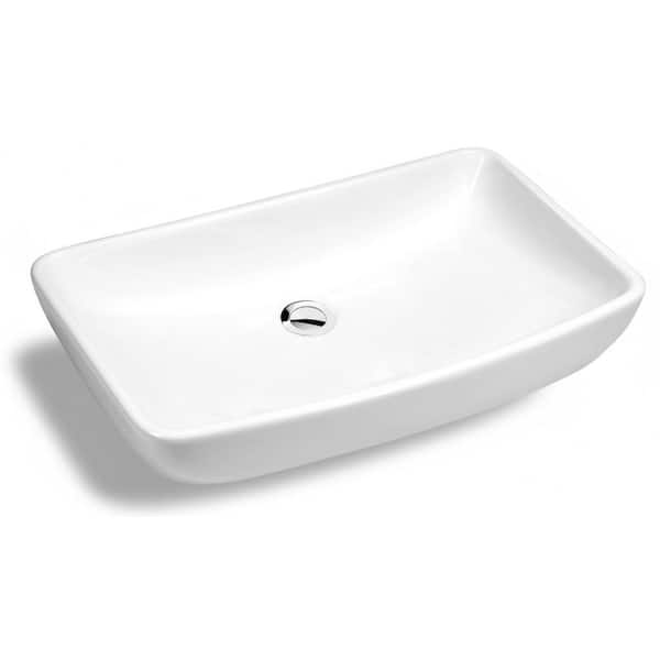 ANZZI Molly 23 in. Rectangular Ceramic Vessel Sink Basin in Glossy