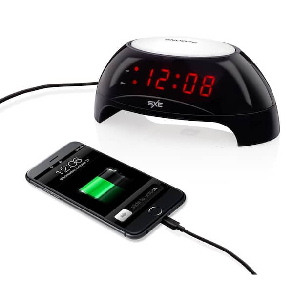 SXE85000 SXE 6" Digital LED Sunrise Simulator Night Light Alarm Clock Black 