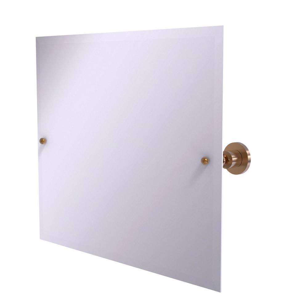 Frameless Rectangular Tilt Mirror with Brushed Bronze Mount