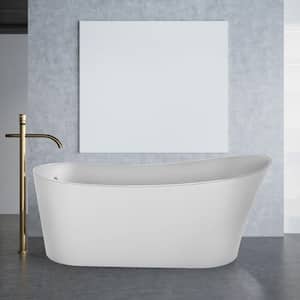 67 in. Acrylic Single Slipper Flatbottom Bathtub Non-Whirlpool Freestanding Soaking Tub in White