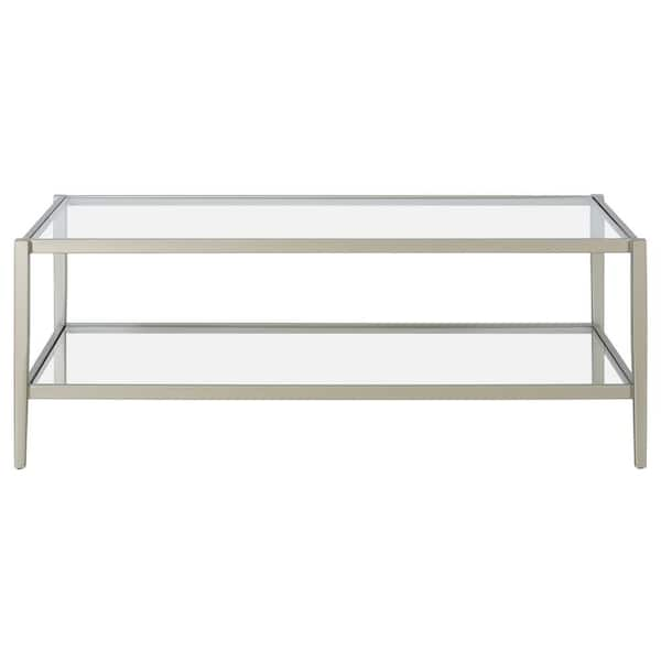 Meyer&Cross Hera 45 in. Satin Nickel Rectangular Glass Shelf Coffee Table