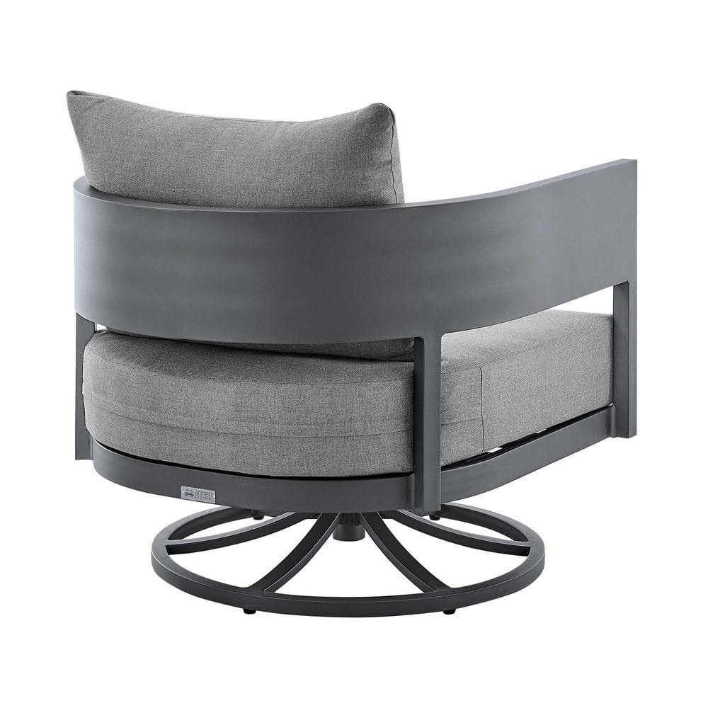 Argiope Gray Aluminum Outdoor Swivel Rocking Chair with Cushions