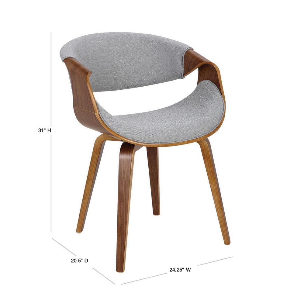 Curvo 22'' Walnut and Grey Contemporary Upholstered Side Chair