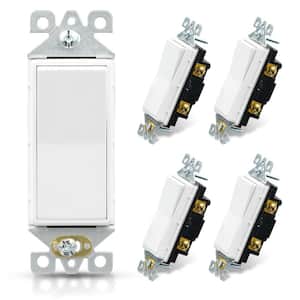 15 Amp Single-Pole Decorative Paddle Rocker Light Switch White (5-Pack)