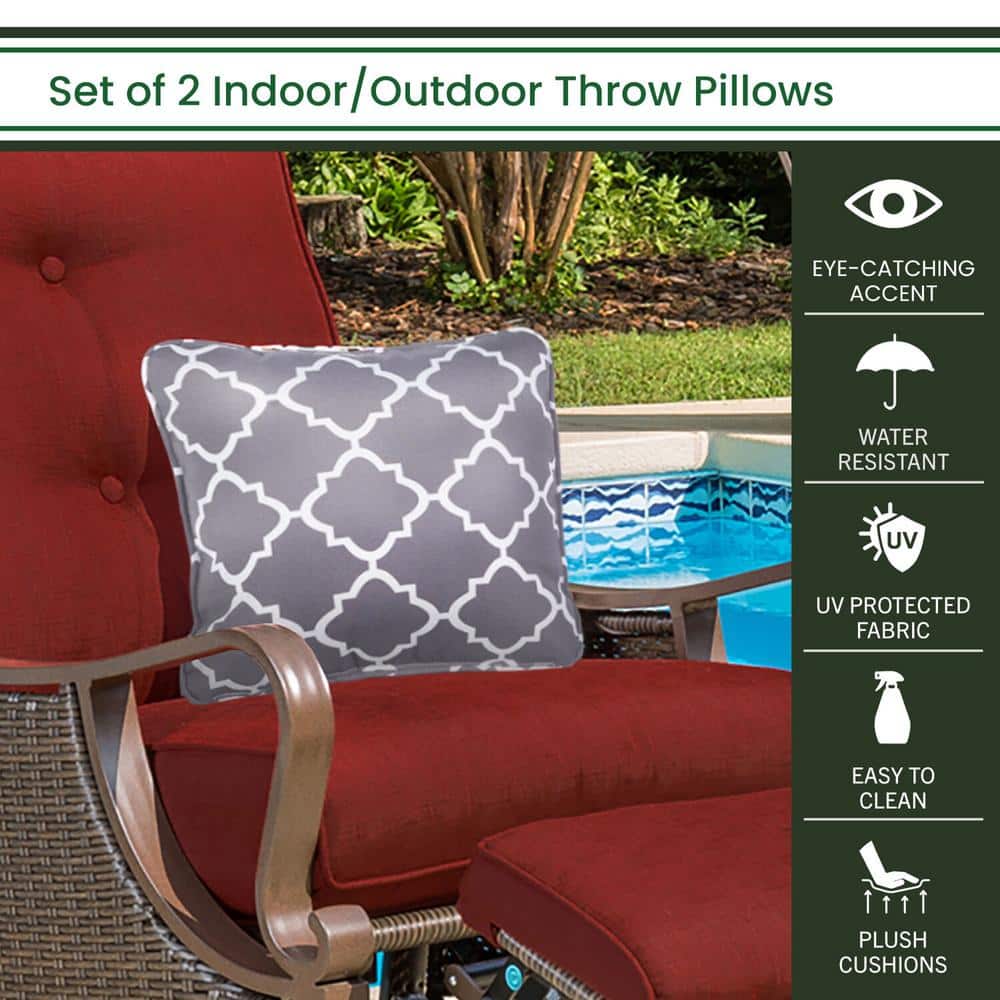 Gray Geometric Pattern Square Indoor/Outdoor Throw Pillow Set