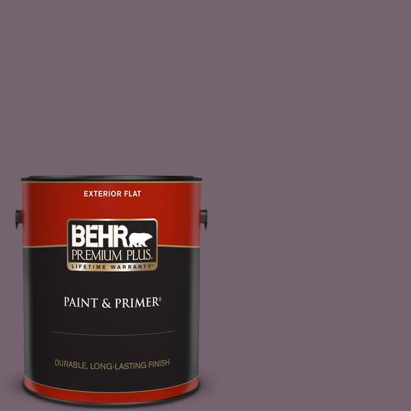 BEHR PREMIUM PLUS 1 gal. #680F-6 Shy Violet Flat Exterior Paint & Primer