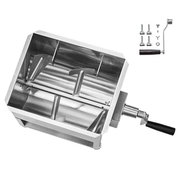 Manual Meat Mixer-120 L Fixed Tank Max 120 lbs. Meat Capacity Stainless Steel with Lid Handle and Gear Sliver