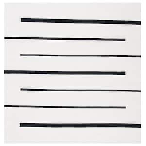 Montauk Ivory/Black 4 ft. x 4 ft. Geometric Lines Square Area Rug