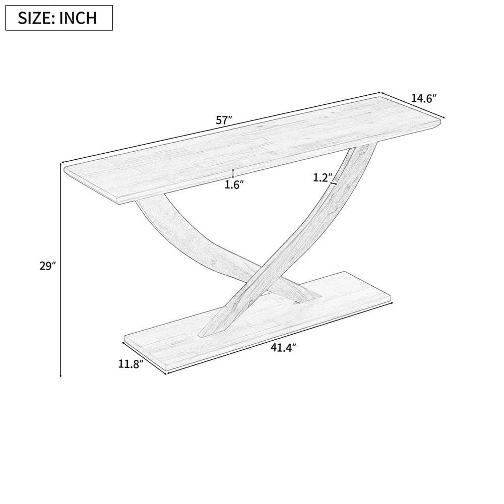Haven 57" Black Acacia MDF Cross Leg Console Table