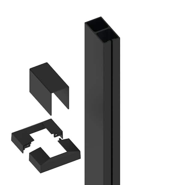 Elevation Aluminum 2 in. x 4 in. x 42 in. Matte Black Deck End Post for Cable Railing System