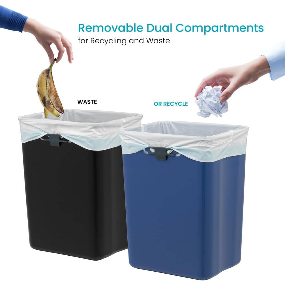 8 Gallon Stainless Steel Dual Compartment Open Top Trash Can