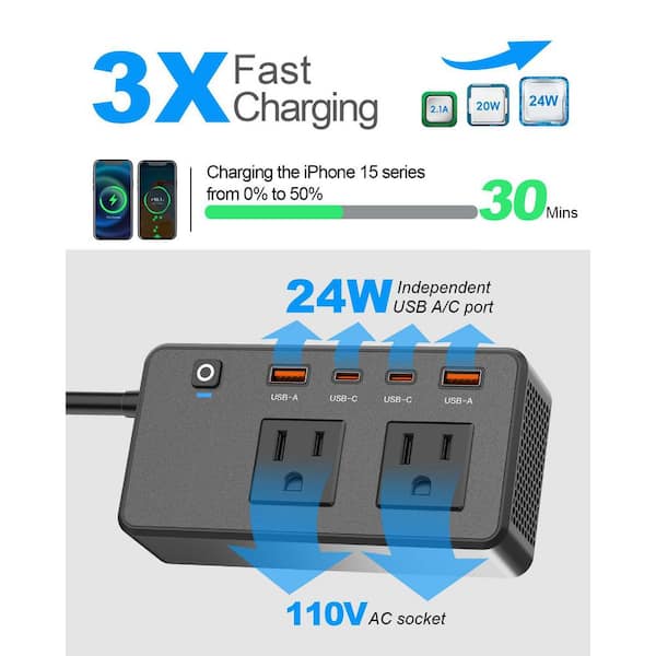 Lukyamzn YSOLX Series 300W Continuous Power Inverter with 4 USB-C
