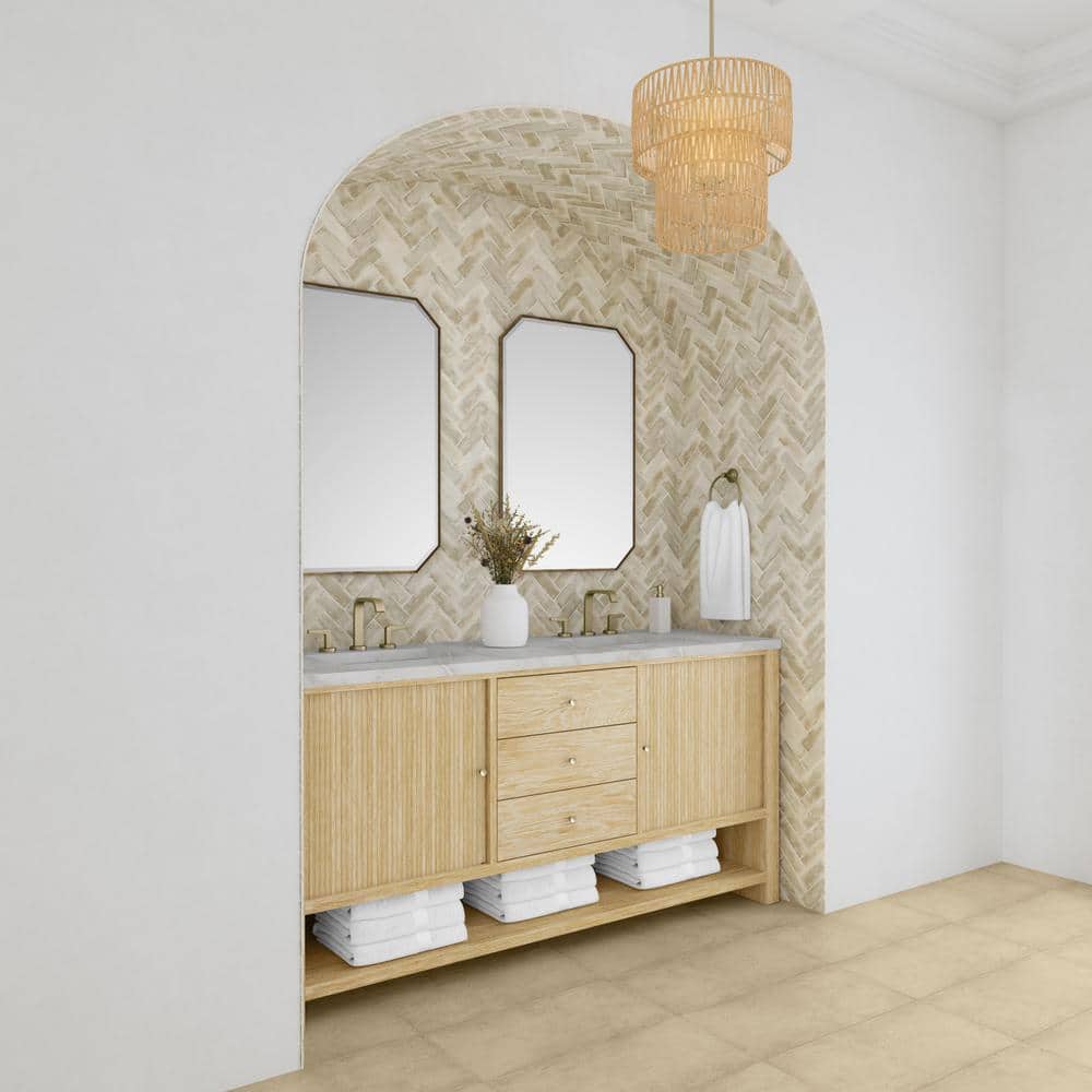 Marigot 72.0 in. W x 23.5 in. D x 36 in. H Double Bath Vanity in Sunwashed Oak and Victorian Silver Quartz Top price history on PriceWatchPro