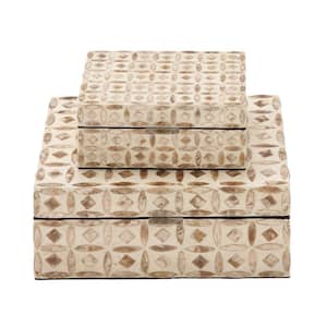 Rectangle Mother of Pearl Box with Hinged Lid (Set of 2)