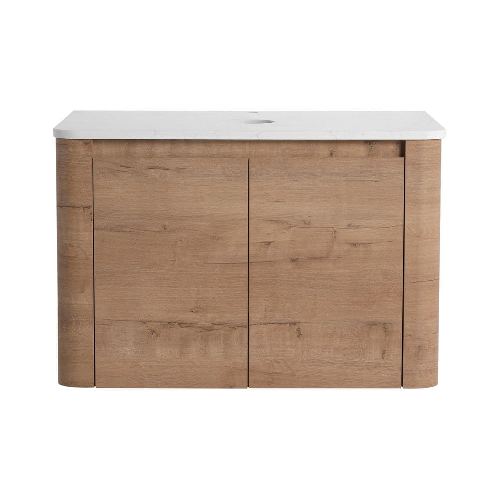 30 in. Wall-Mounted Bath Vanity with Engineered Stone Top in Imitative Oak Unassembled price history on PriceWatchPro