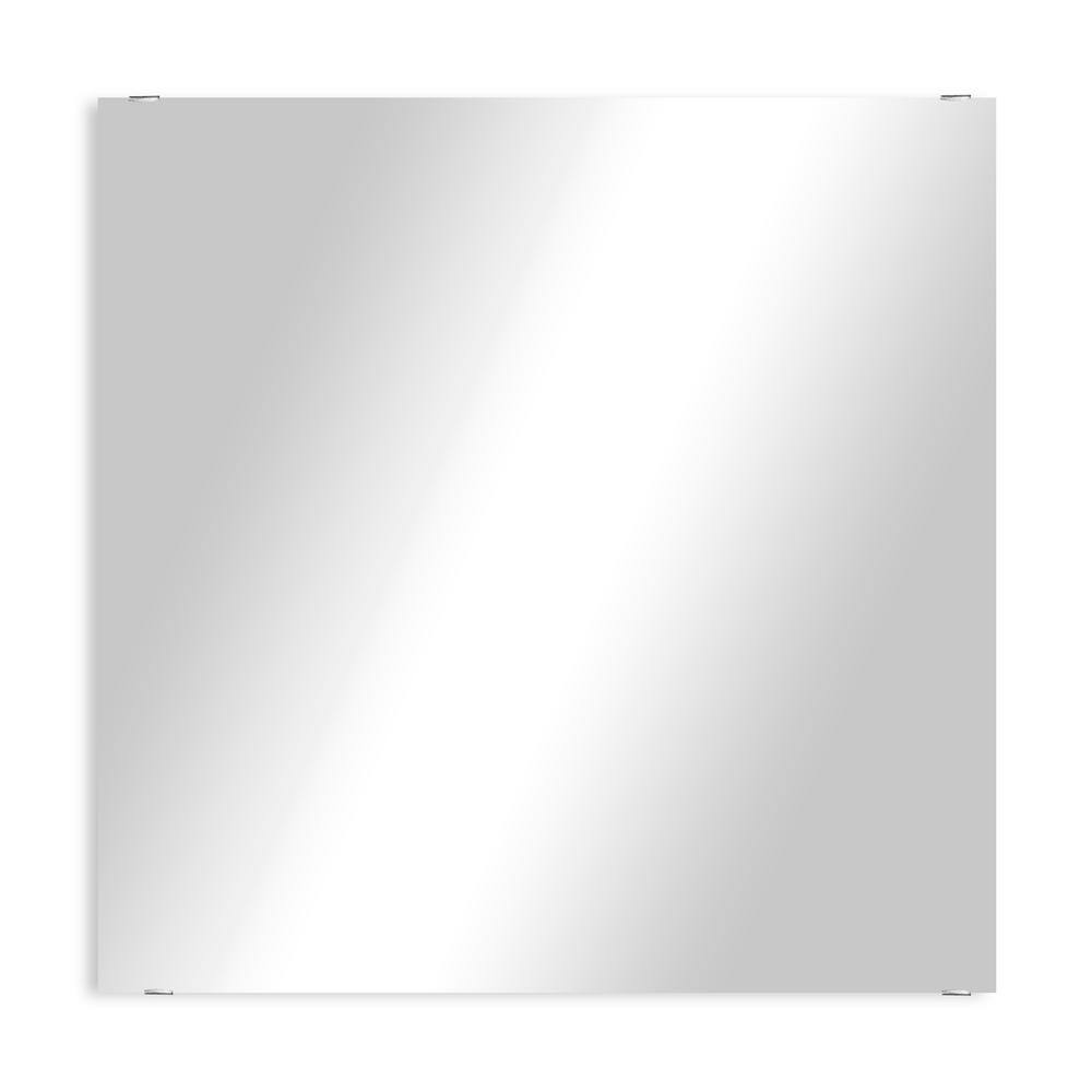 Modern Rustic (27in. W x 27in. H) Frameless Square Wall Mirror with Chrome 