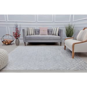 Juliette Romeo Misty Gray Abstract Vintage 8 ft. x 10 ft. Area Rug