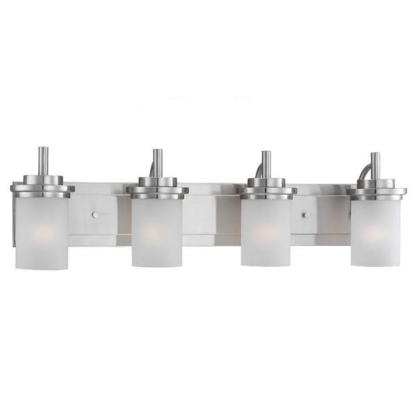 Generation Lighting Winnetka 32 in. W 4-Light Brushed Nickel Vanity Light with Satin Etched Glass