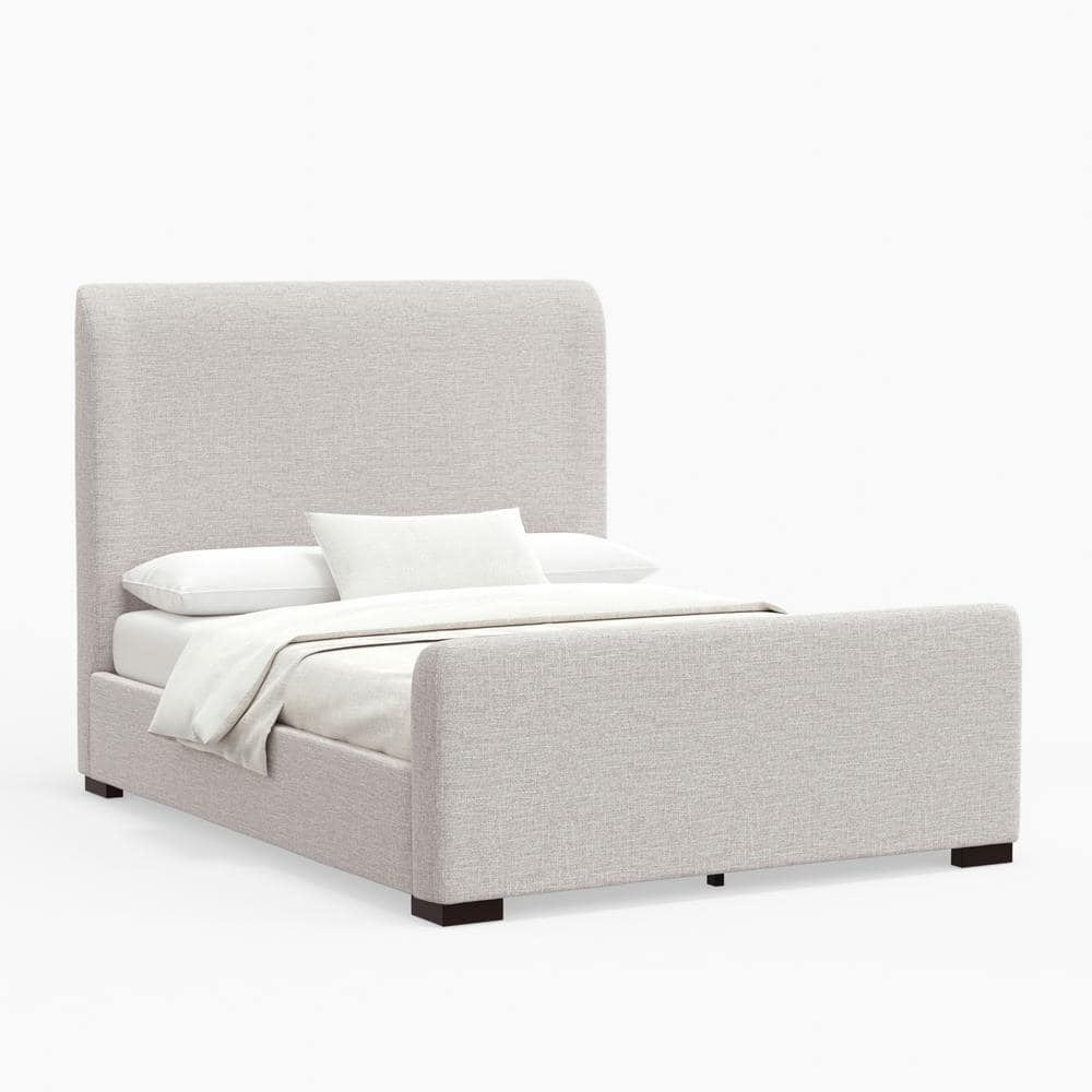 Adele Cream Linen Upholstered King Platform Bed with Wood Frame