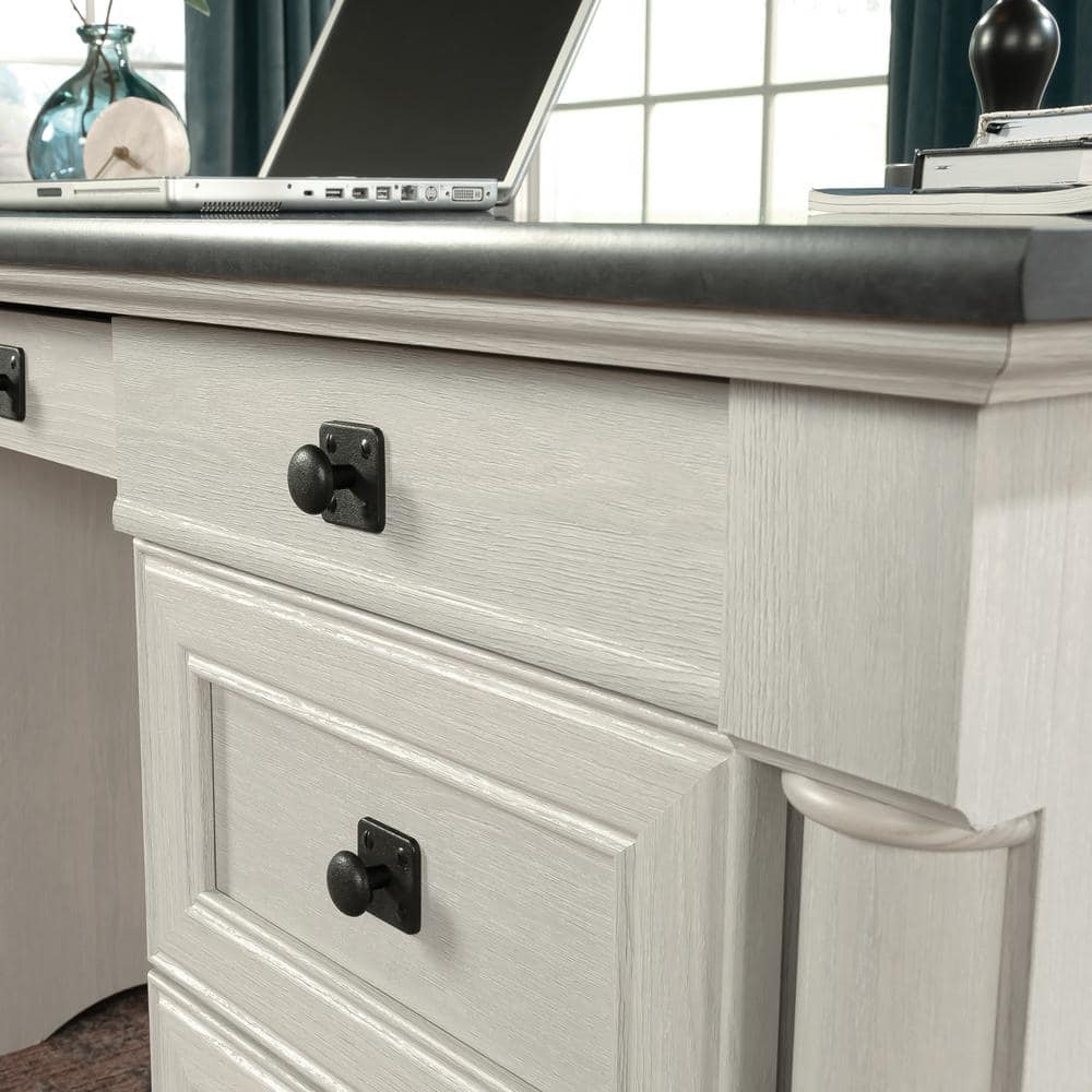 Glacier Oak Executive Desk with Drawers and Keyboard Tray