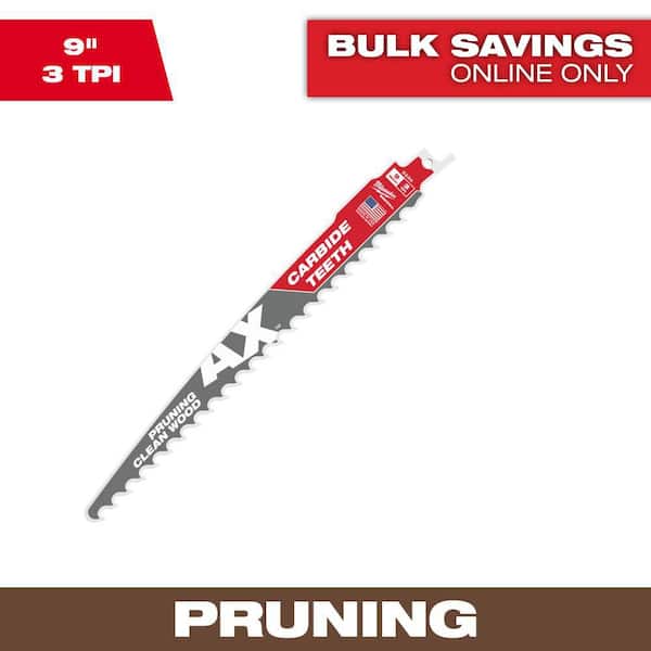 Milwaukee 9 in. 3 TPI Pruning Carbide Teeth Wood Cutting SAWZALL Reciprocating Saw Blade (1-Pack)