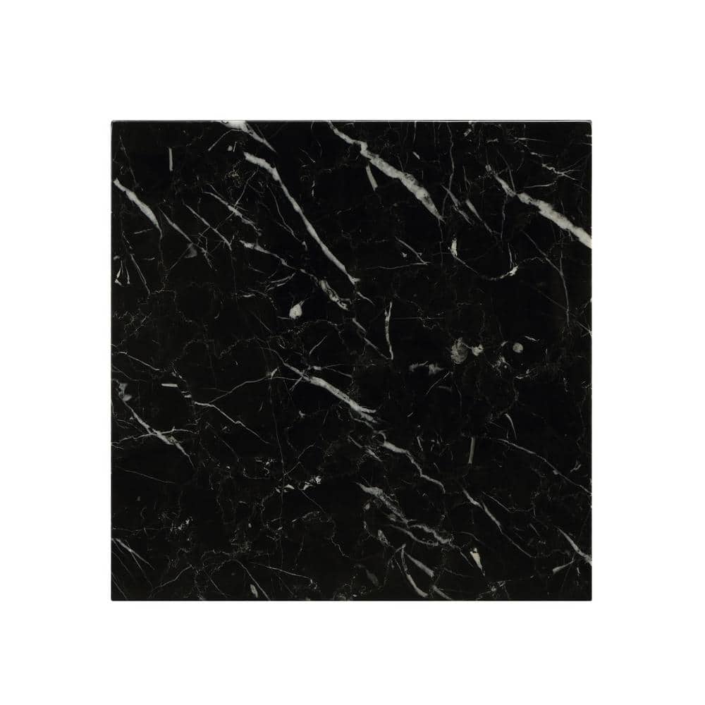Telestis Square Black Marble & Gold Metal End Table