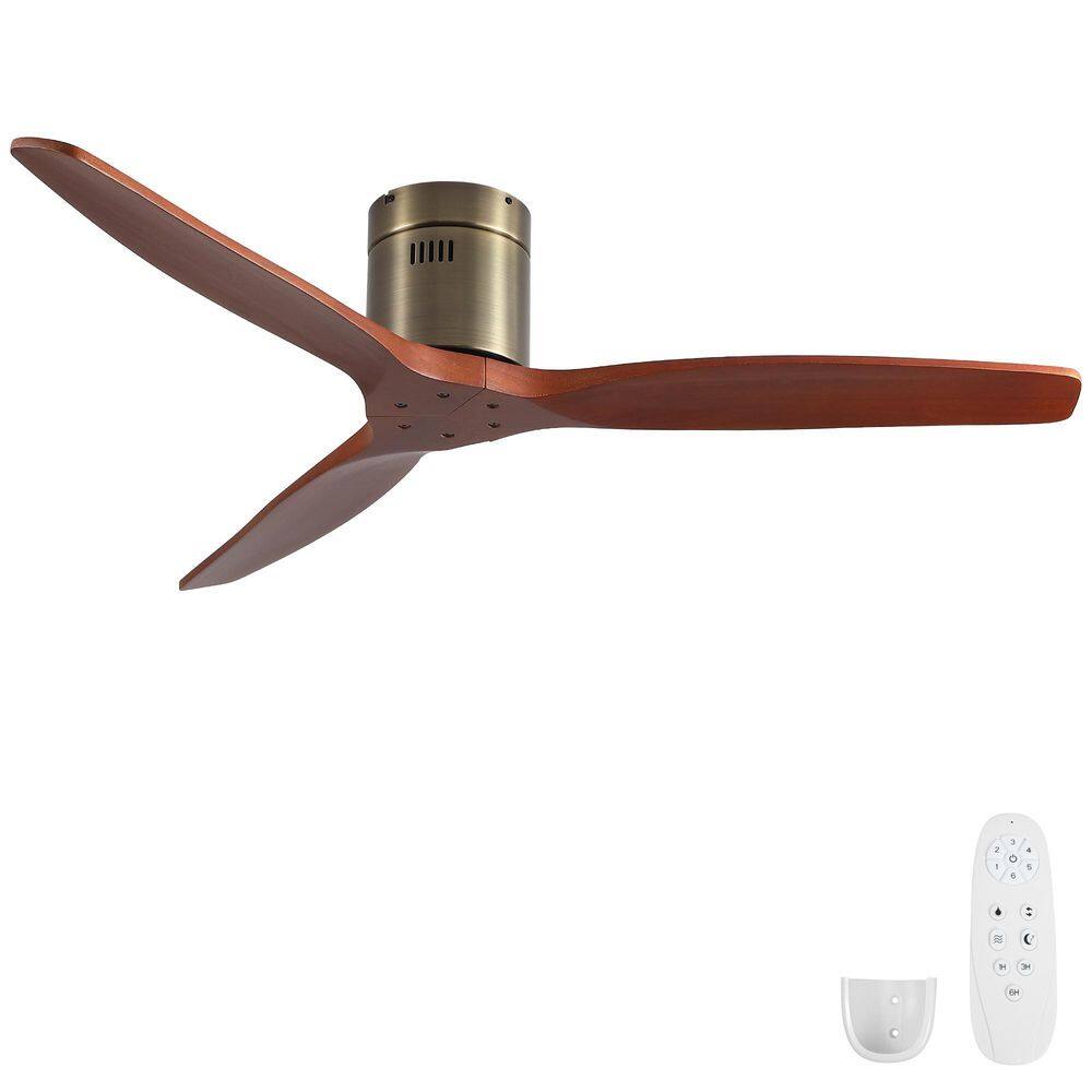 52 in. W Indoor Bronze Flush Mount Standard Wood Ceiling Fan with Remote Control, no Light price history on PriceWatchPro