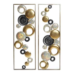 Metal Multi-Colored Modern Abstract Flowers Wall Decor (Set of 2)