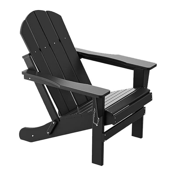Sudzendf Black HDPE Outdoor Patio Adirondack Chair 1-Piece