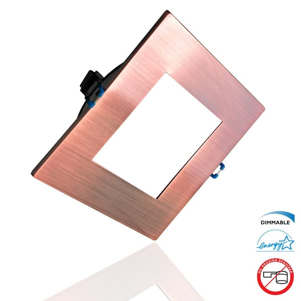 NICOR DLE Series 6 in. Square 2700K Aged Copper Integrated LED Recessed Canless Downlight with Trim