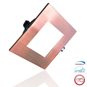 DLE Series 6 in. Square 2700K Aged Copper Integrated LED Recessed Canless Downlight with Trim